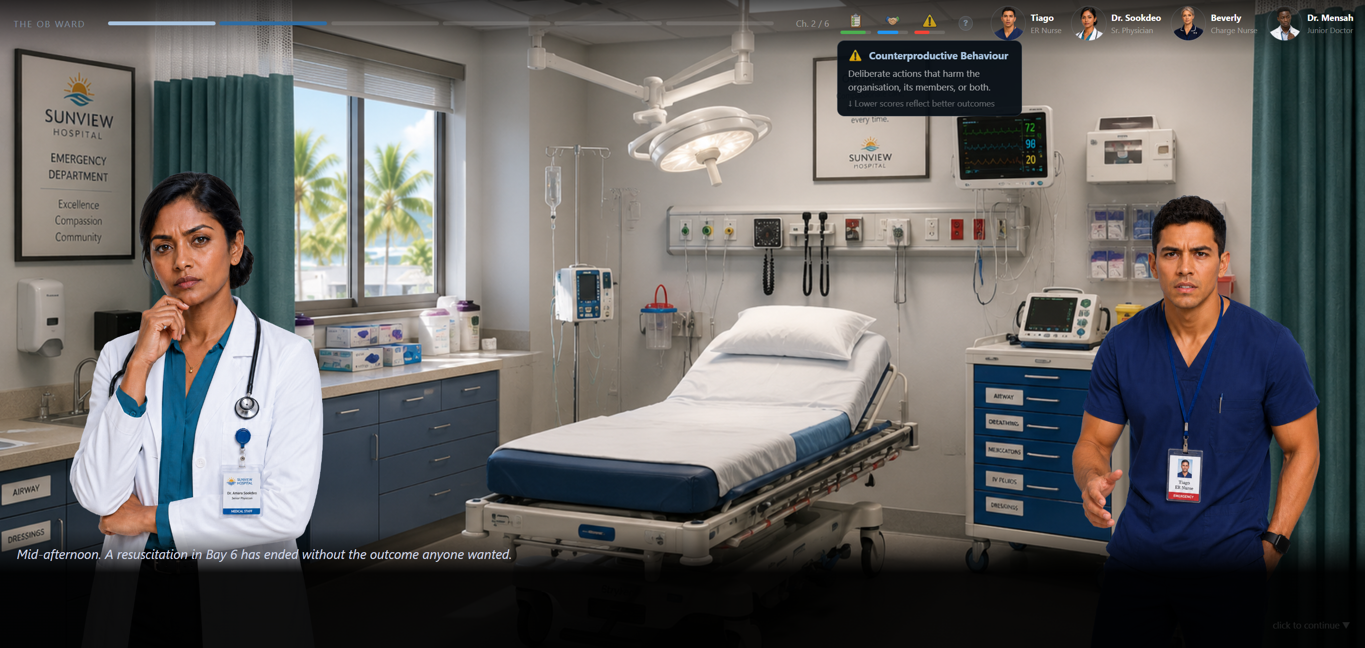 The OB Ward gameplay: managing staff at Sunview Hospital